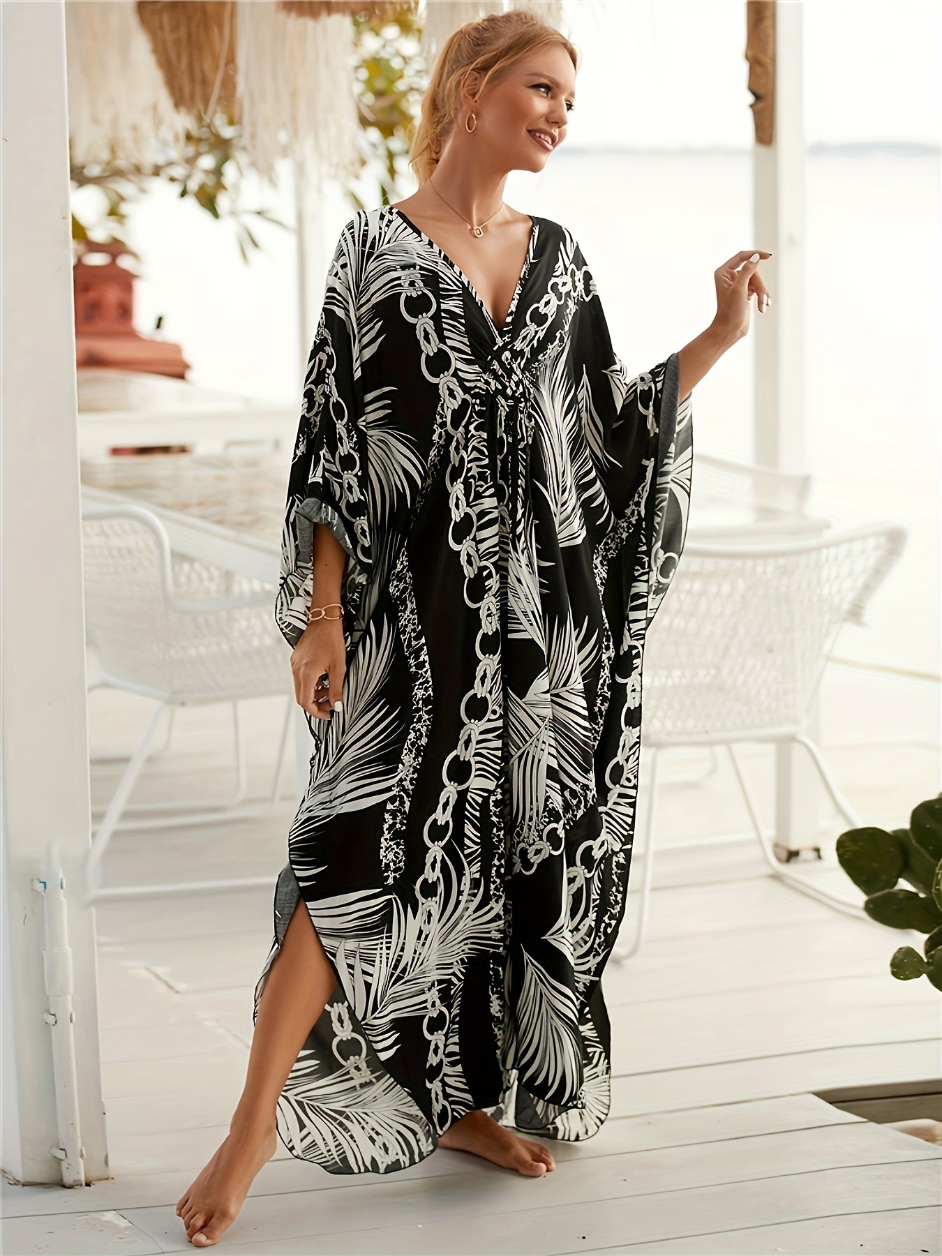 Celia Luxe Chain Print Kaftan Dress