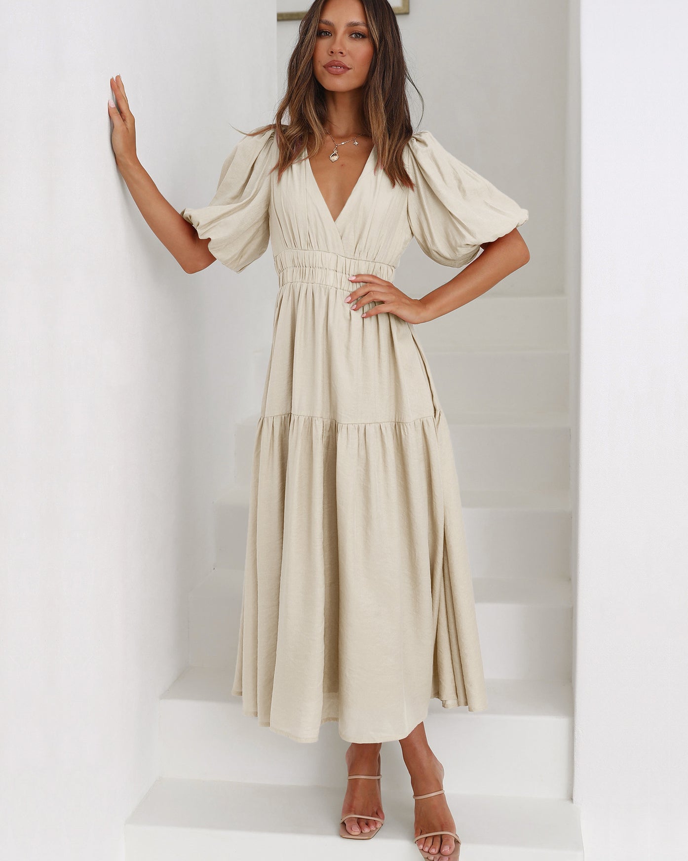 Amber Dress With Puff Sleeves