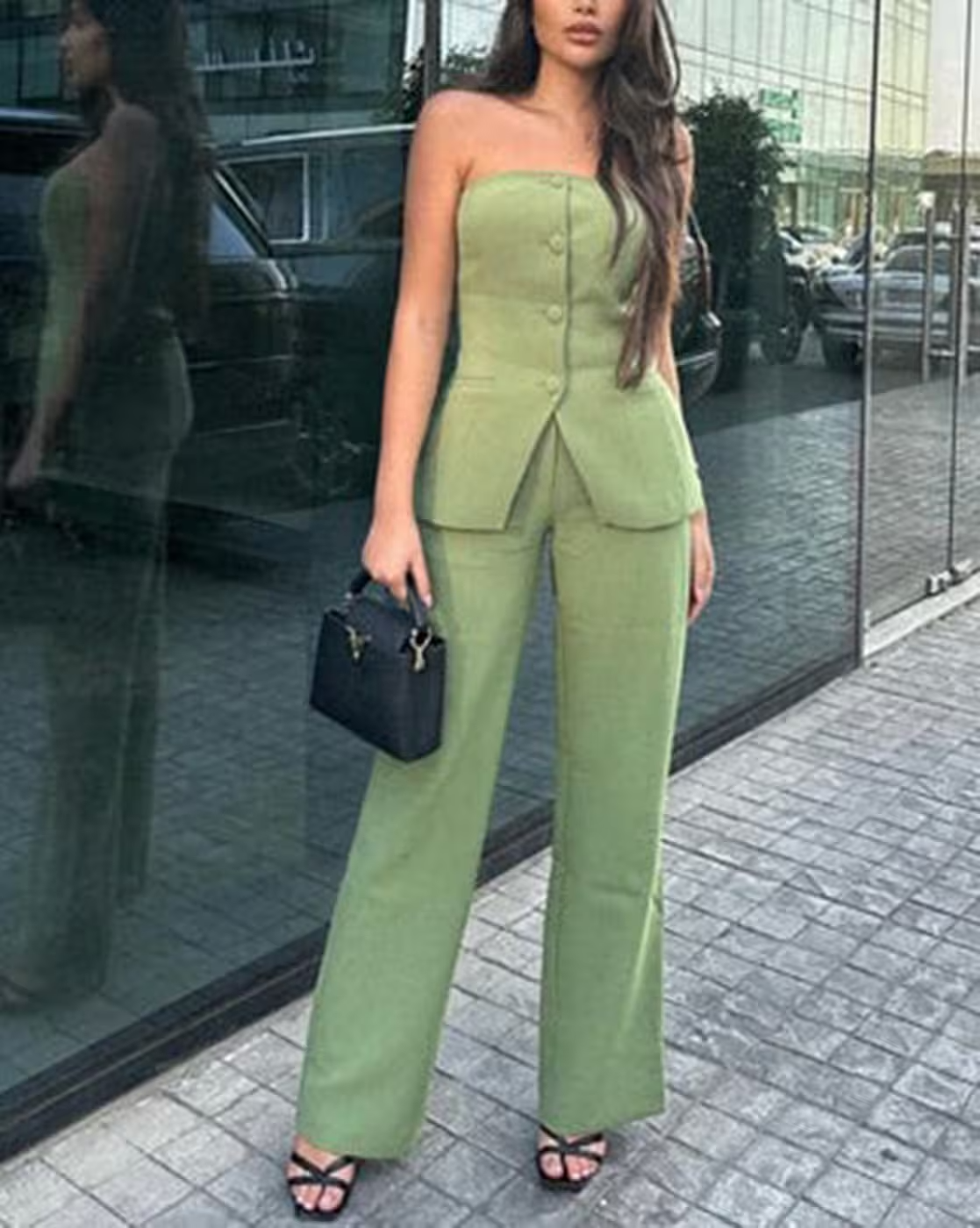 Brigitte Strapless Buttoned Set
