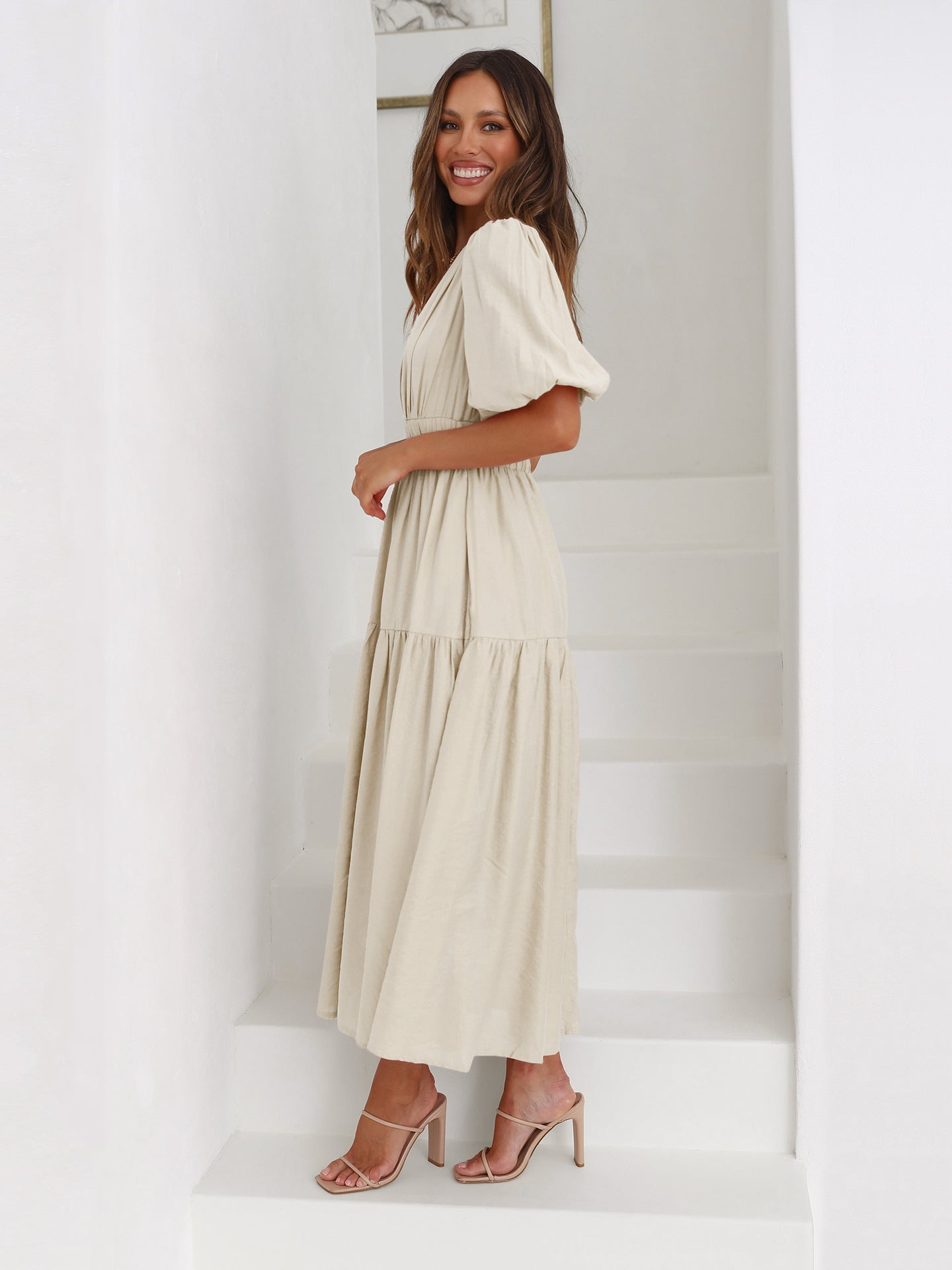 Amber Dress With Puff Sleeves