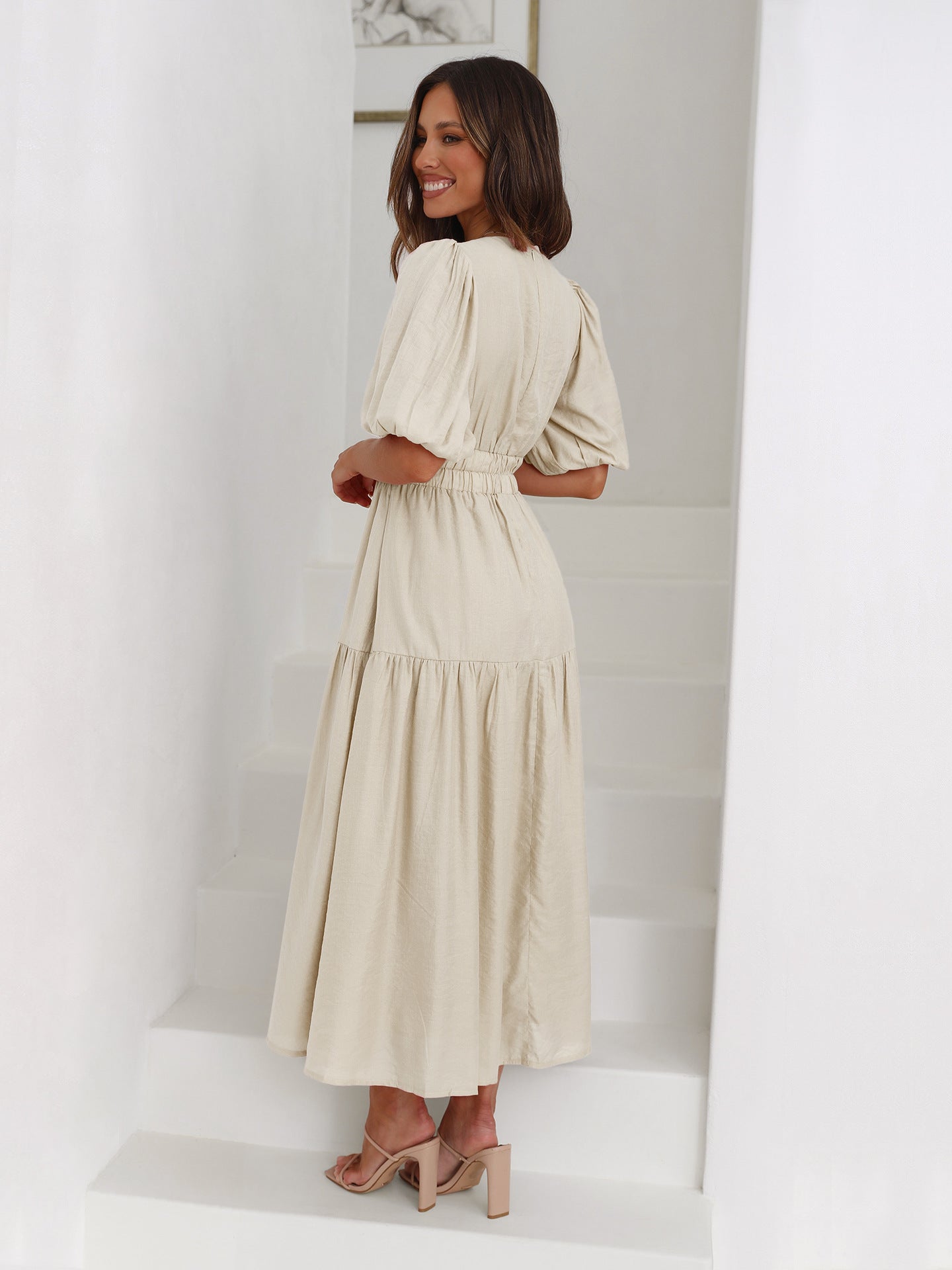 Amber Dress With Puff Sleeves