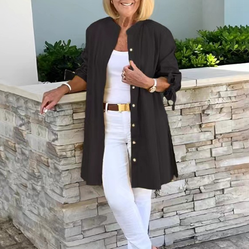 Carol Sophisticated Flowing Button-Up Jacket