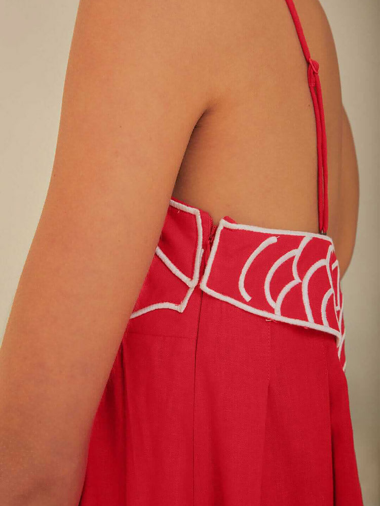 Laiza Red Fish Top Maxi Dress