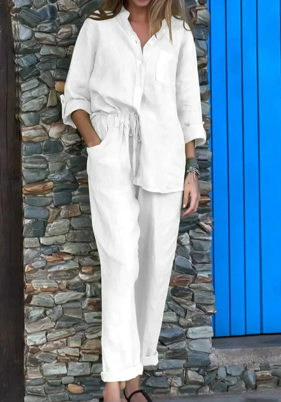 Tara Button Top & Lounge Trouser Set