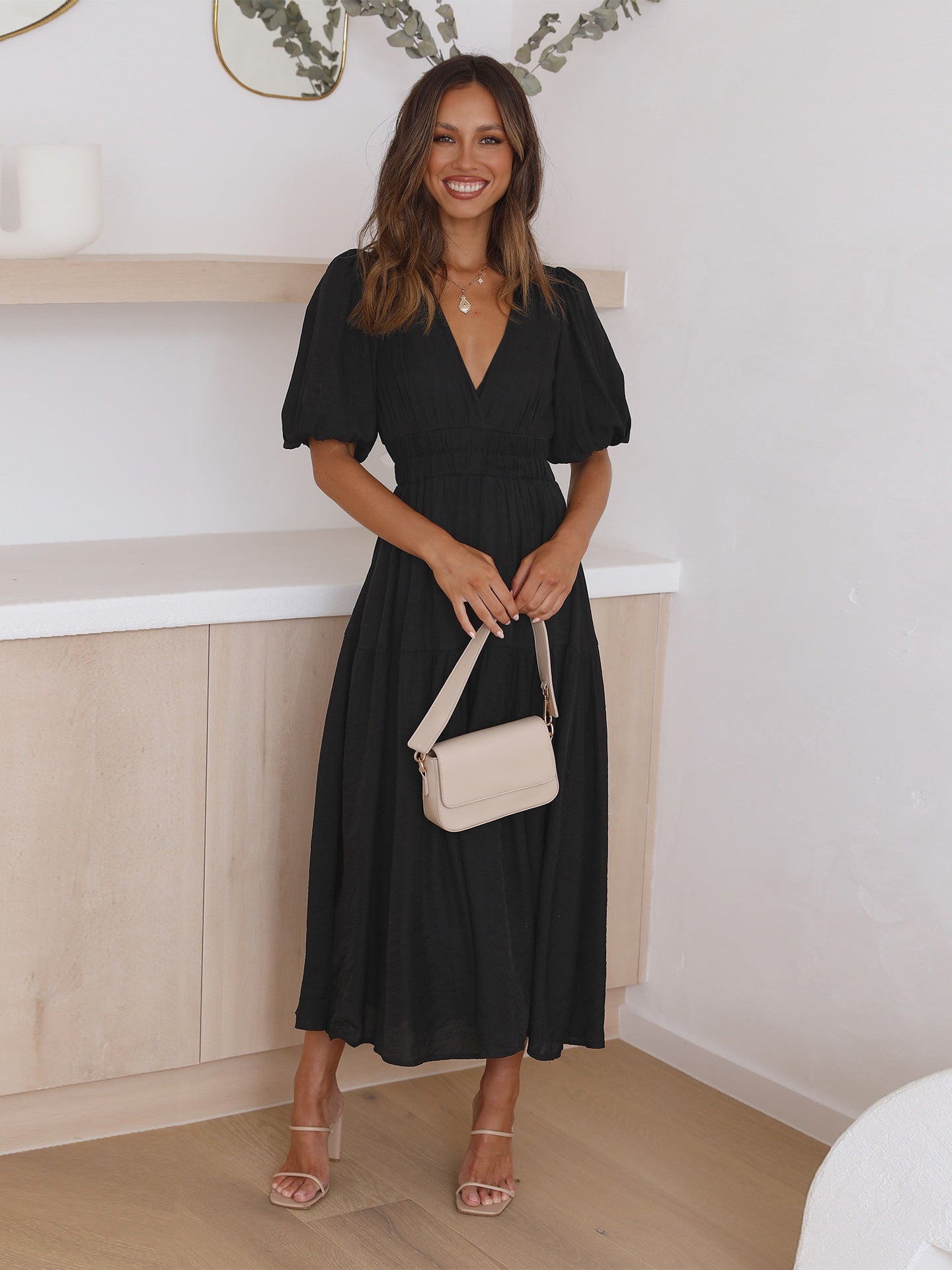 Amber Dress With Puff Sleeves
