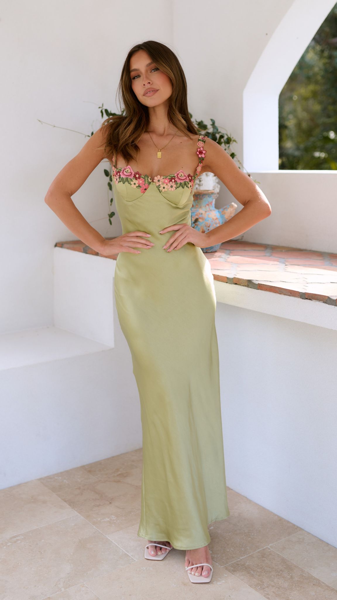 Rosalin Maxi Dress with Flower Detail