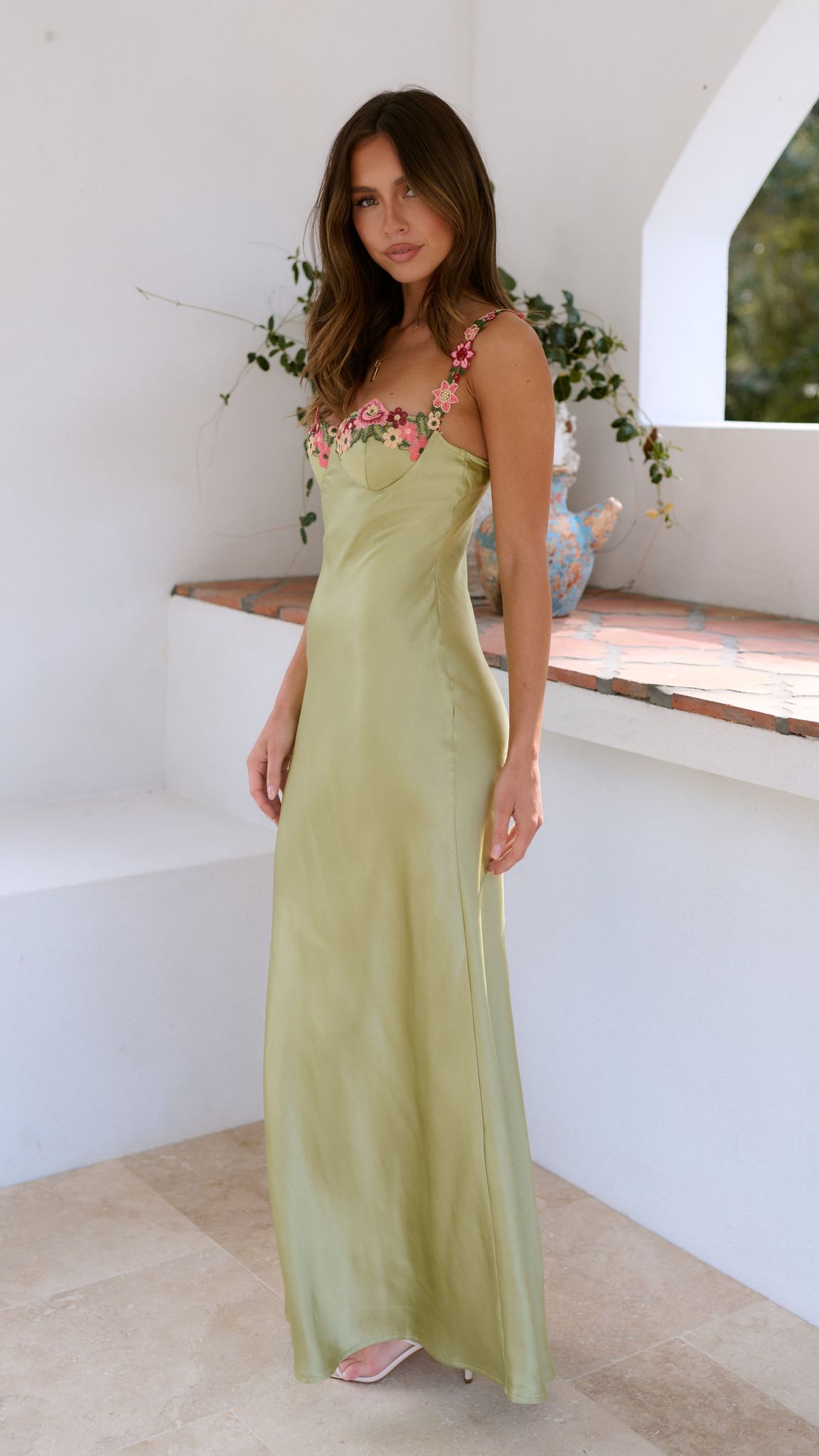 Rosalin Maxi Dress with Flower Detail
