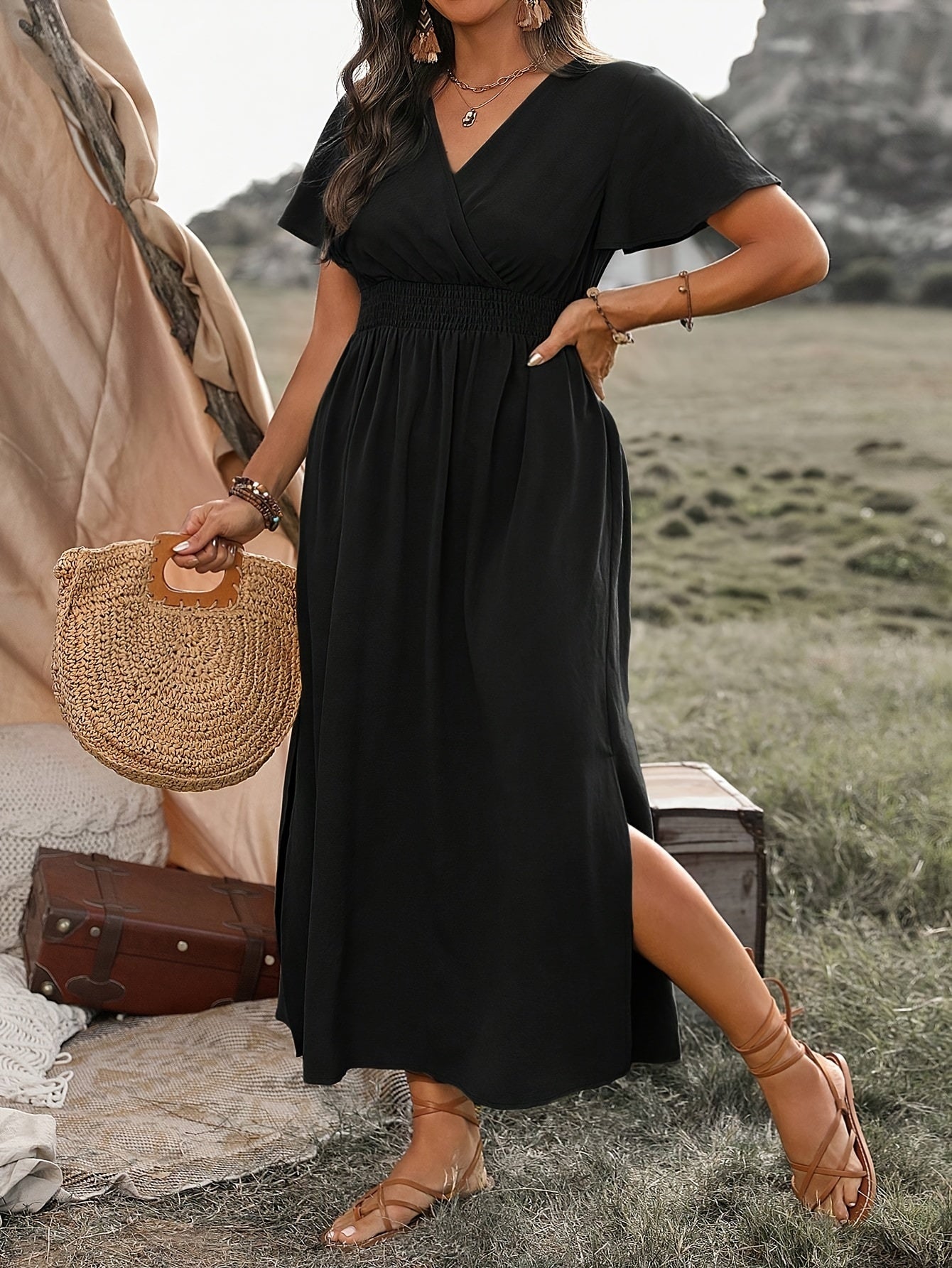 Angela Elegant Summer dress with V-neck