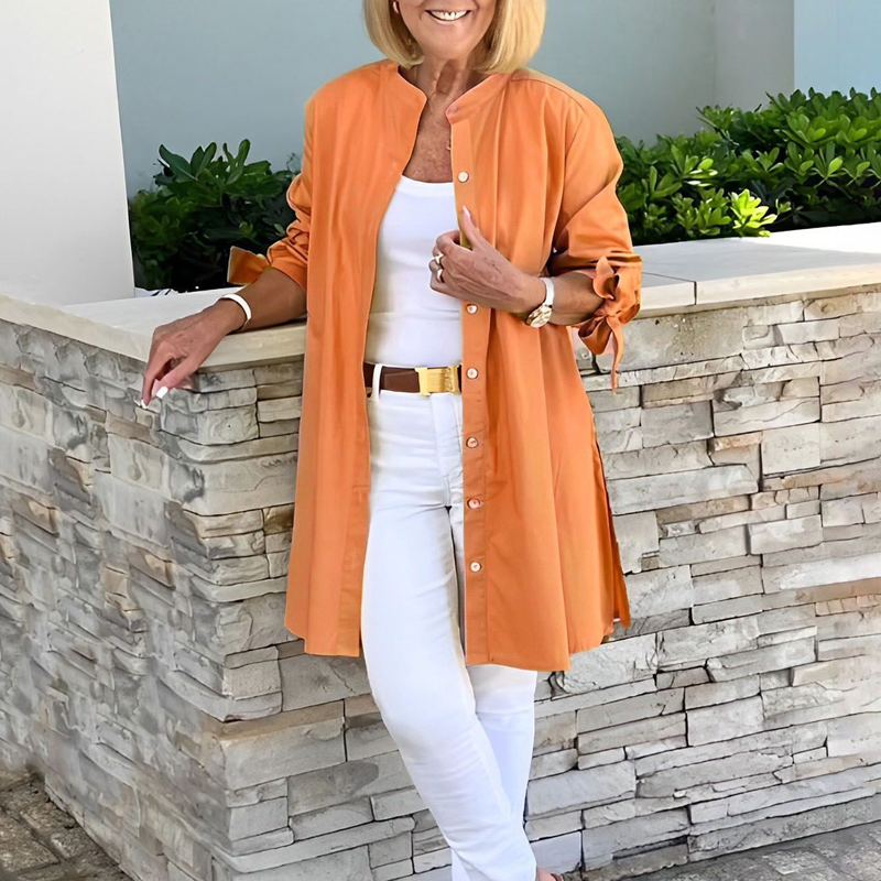Carol Sophisticated Flowing Button-Up Jacket