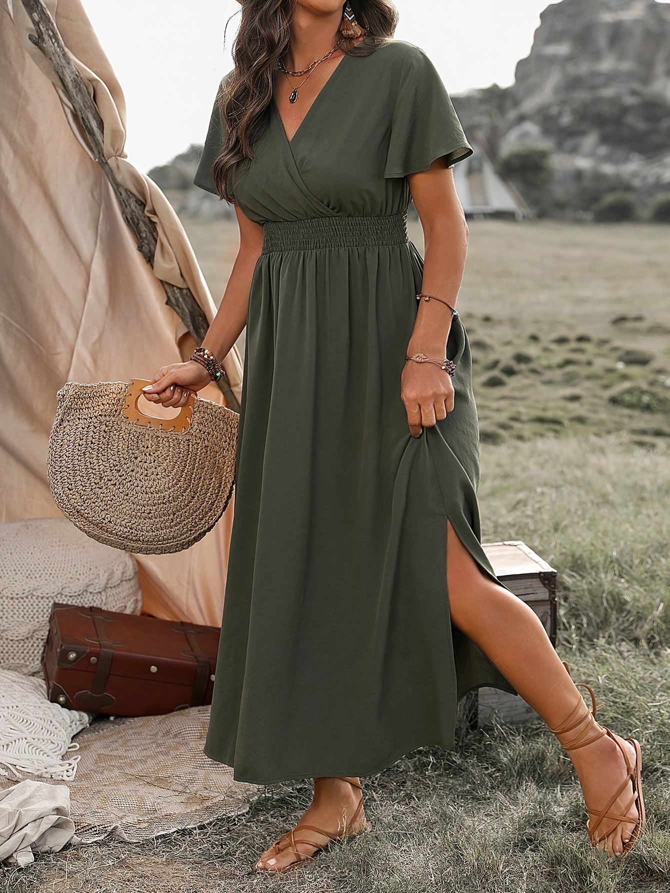 Angela Elegant Summer dress with V-neck