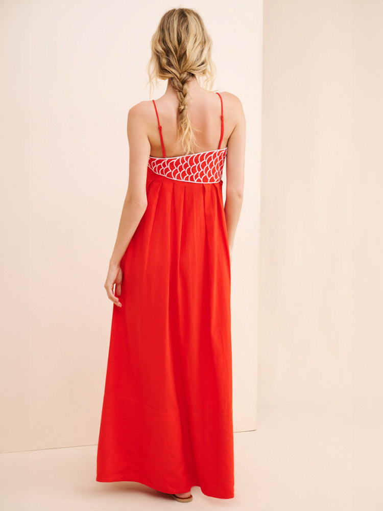 Laiza Red Fish Top Maxi Dress