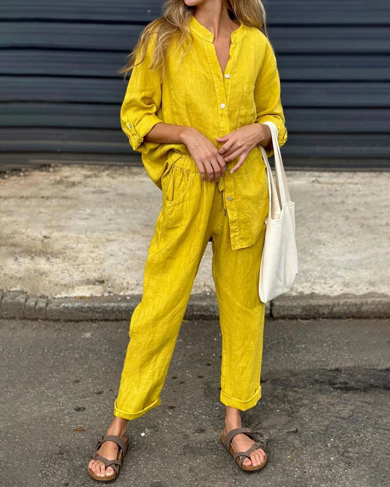 Tara Button Top & Lounge Trouser Set