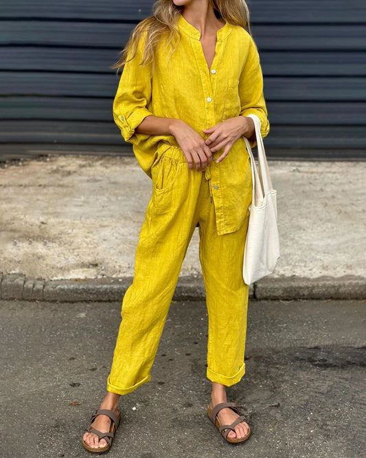 Tara Button Top & Lounge Trouser Set