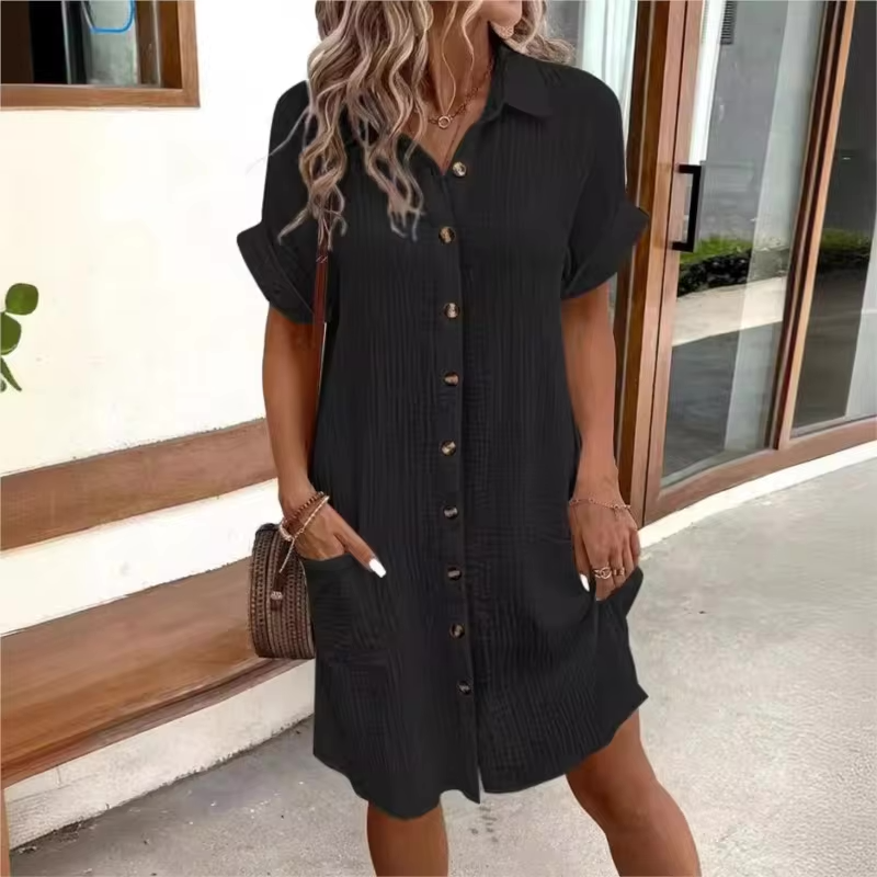 Nina Short Sleeve Button Dress