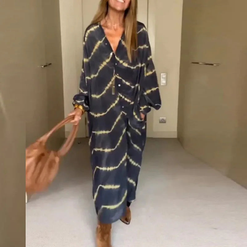 Alicia Boho Striped Long Sleeve Dress