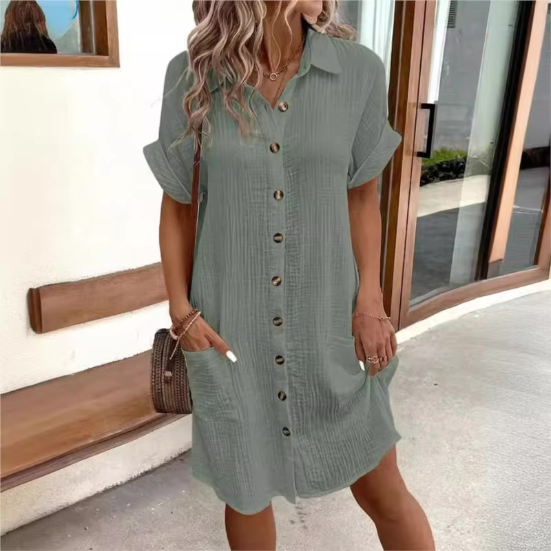 Nina Short Sleeve Button Dress