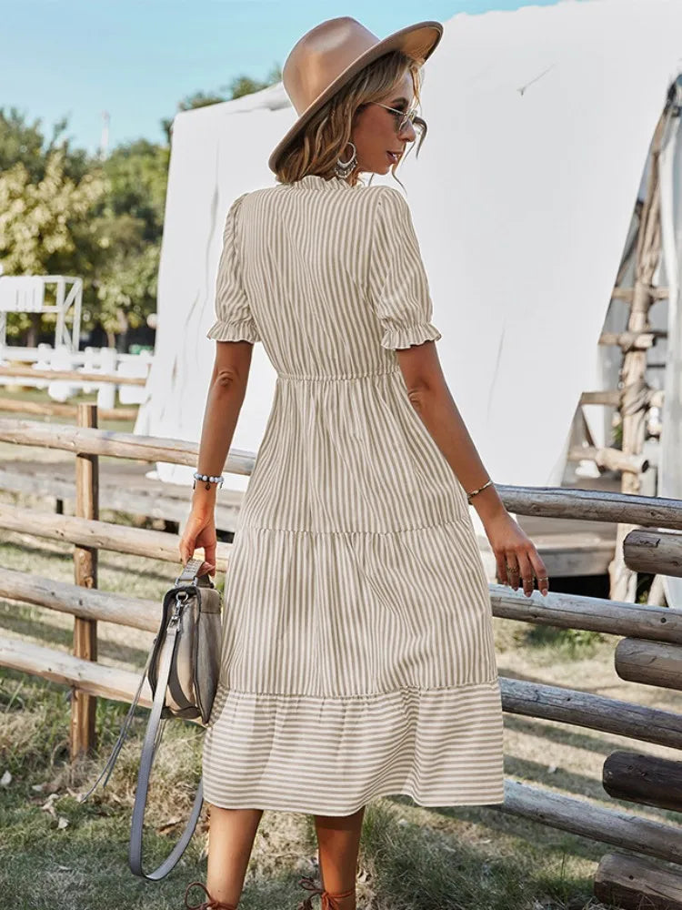 Jasmin Ruflle V-Neck Dress