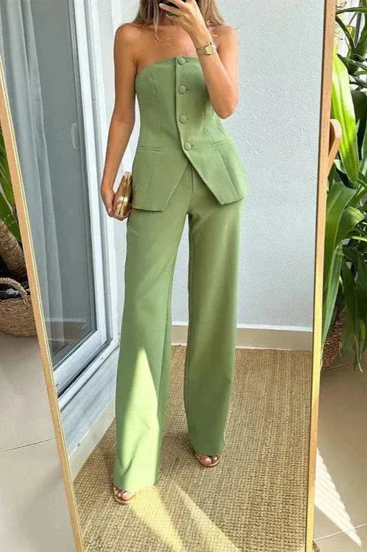 Brigitte Strapless Buttoned Set