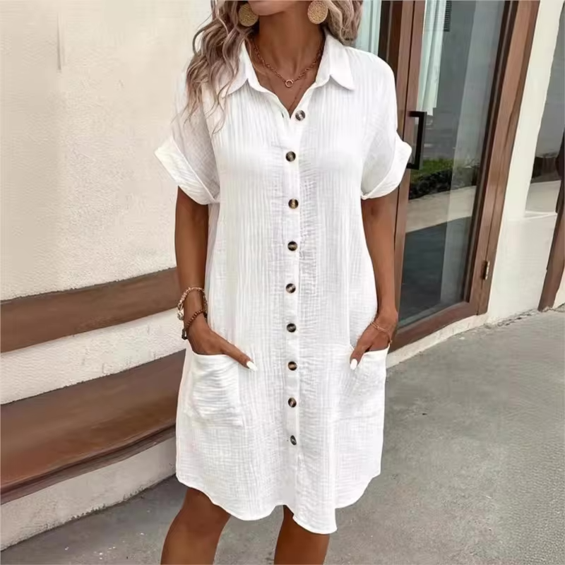 Nina Short Sleeve Button Dress
