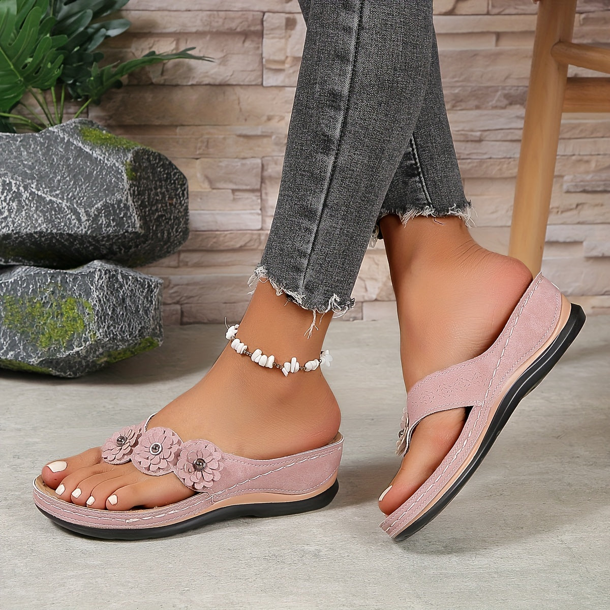 Andra Orthopedic Flower Wedge Sandals
