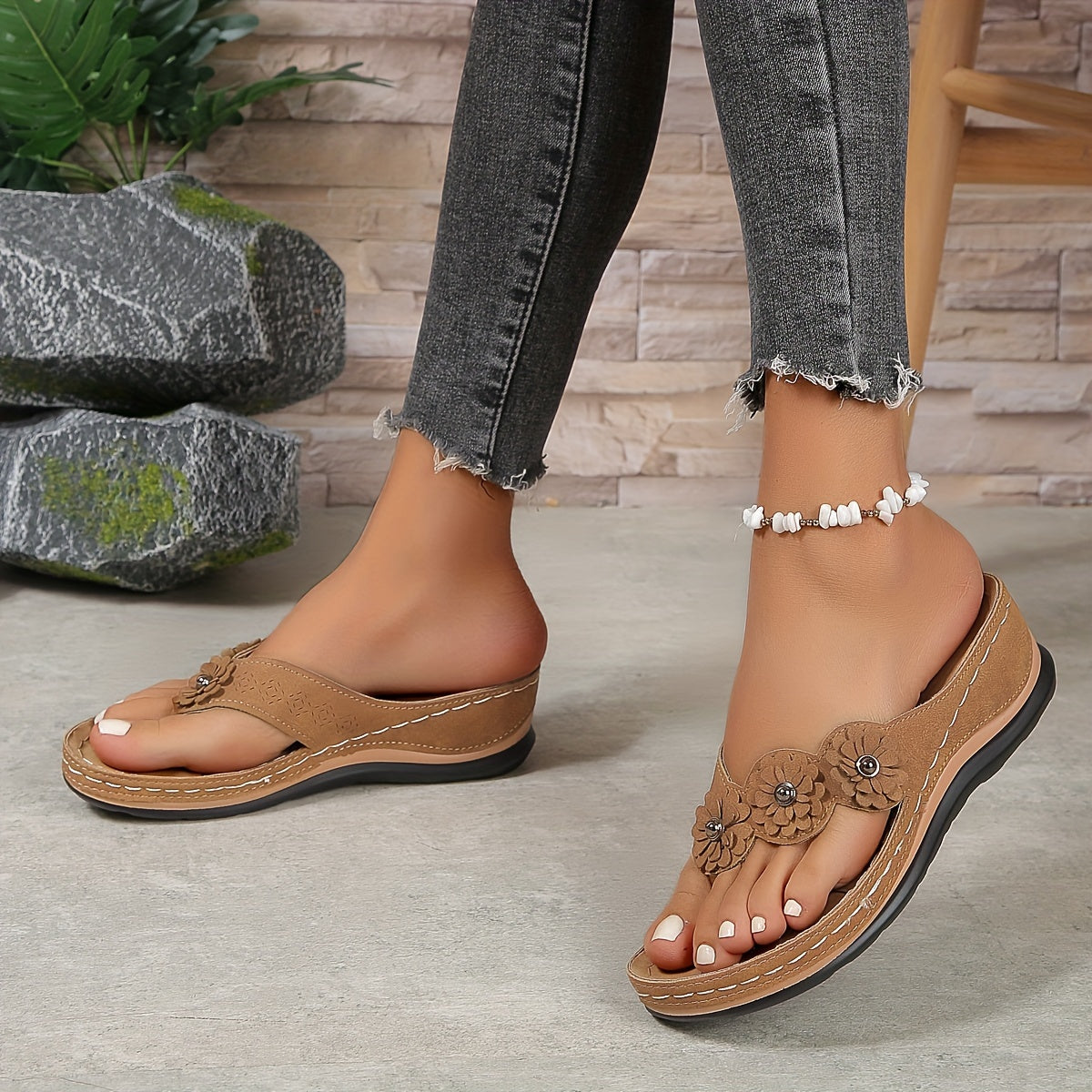 Andra Orthopedic Flower Wedge Sandals