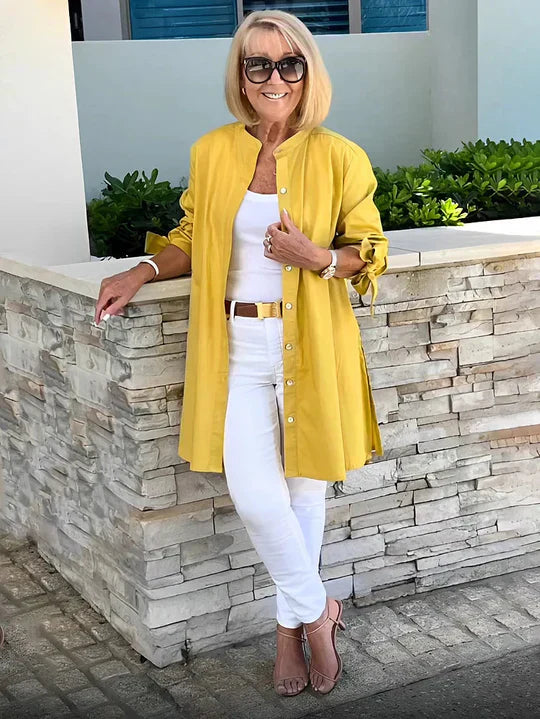 Carol Sophisticated Flowing Button-Up Jacket