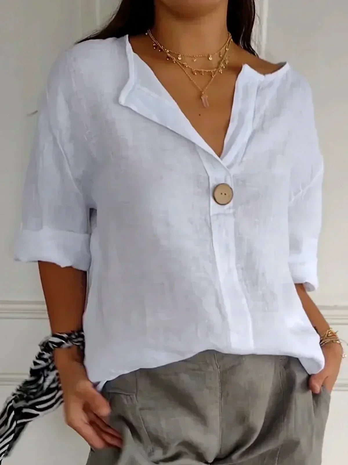 Nancy Casual V-Neck Blouse
