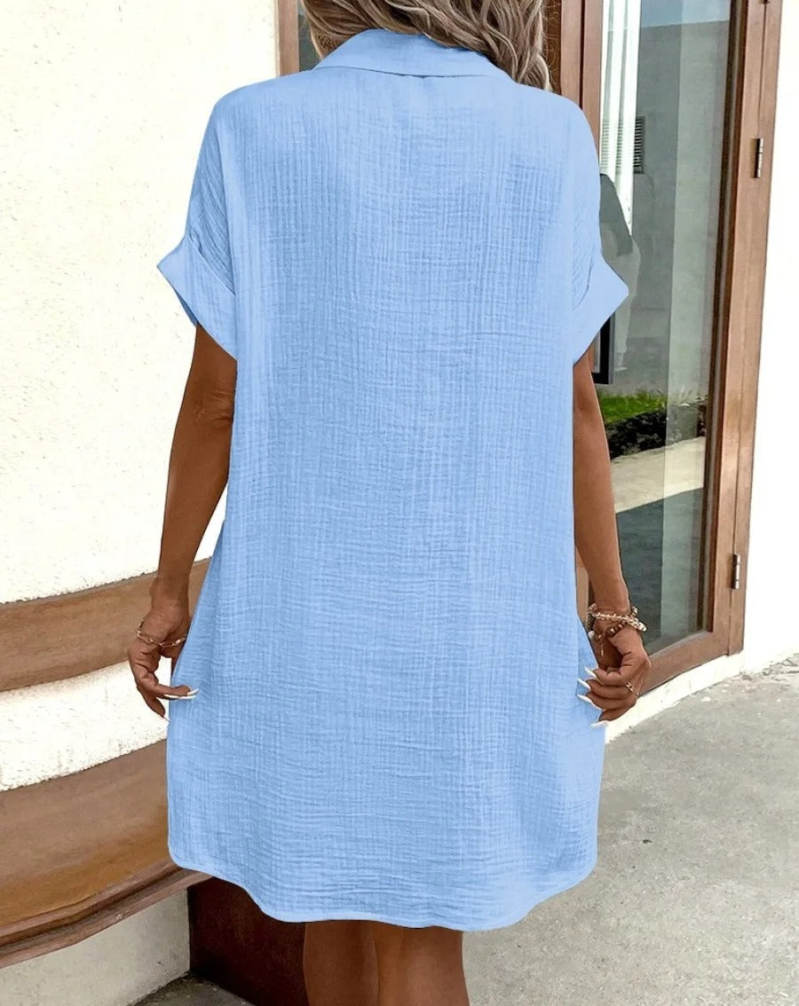 Nina Short Sleeve Button Dress