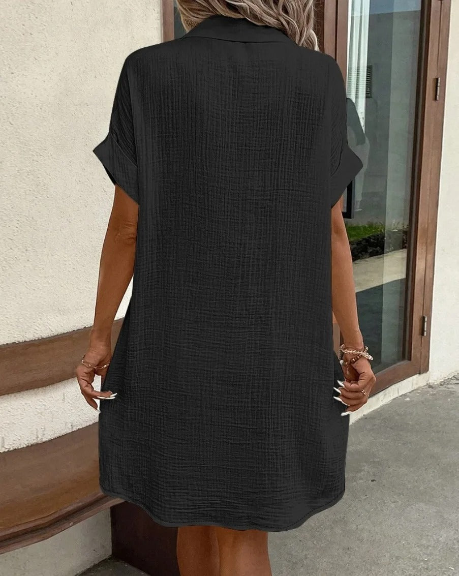 Nina Short Sleeve Button Dress