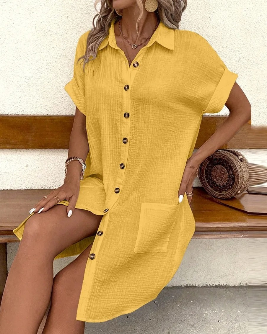 Nina Short Sleeve Button Dress