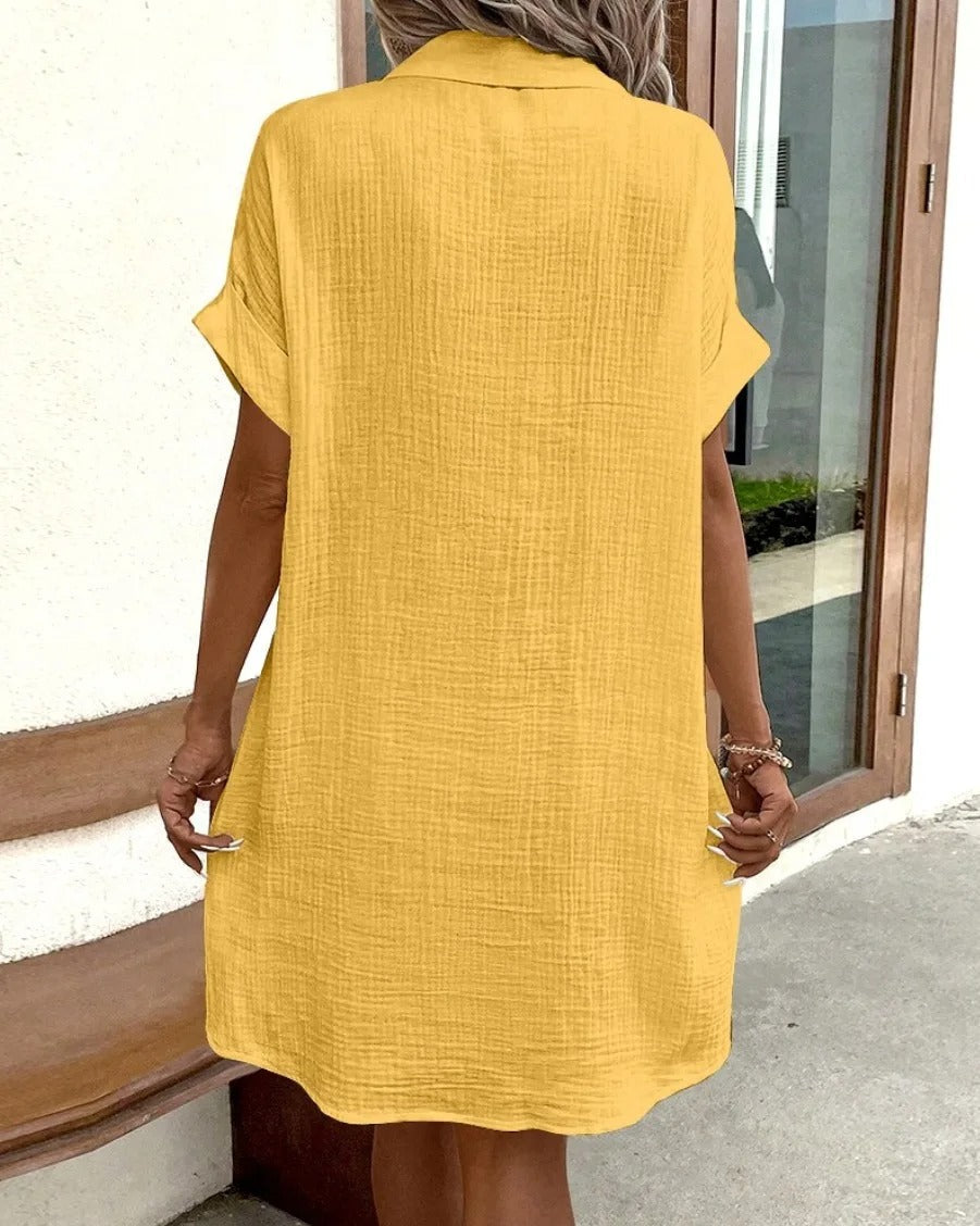 Nina Short Sleeve Button Dress