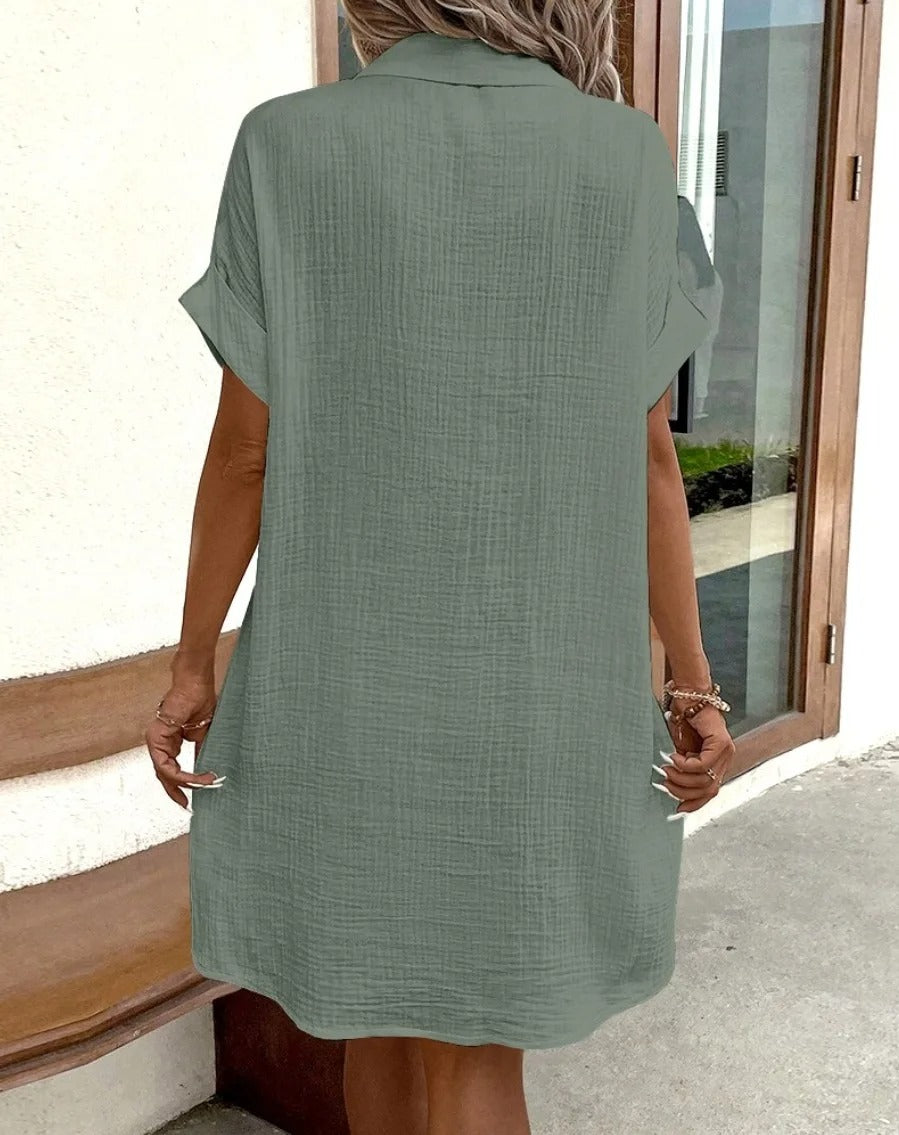Nina Short Sleeve Button Dress