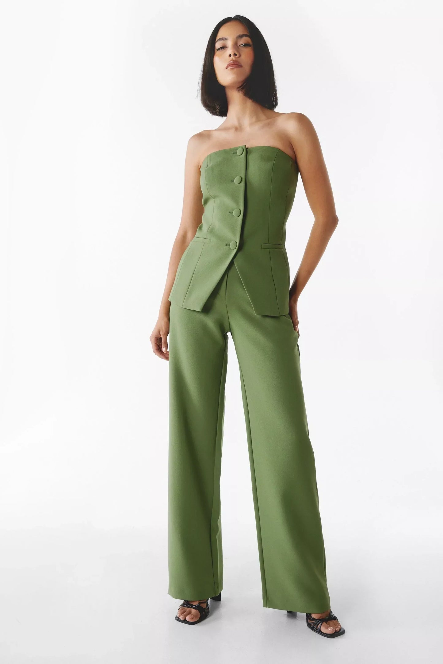 Brigitte Strapless Buttoned Set