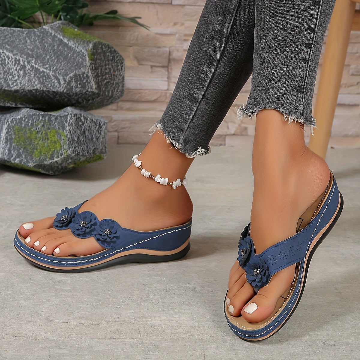 Andra Orthopedic Flower Wedge Sandals