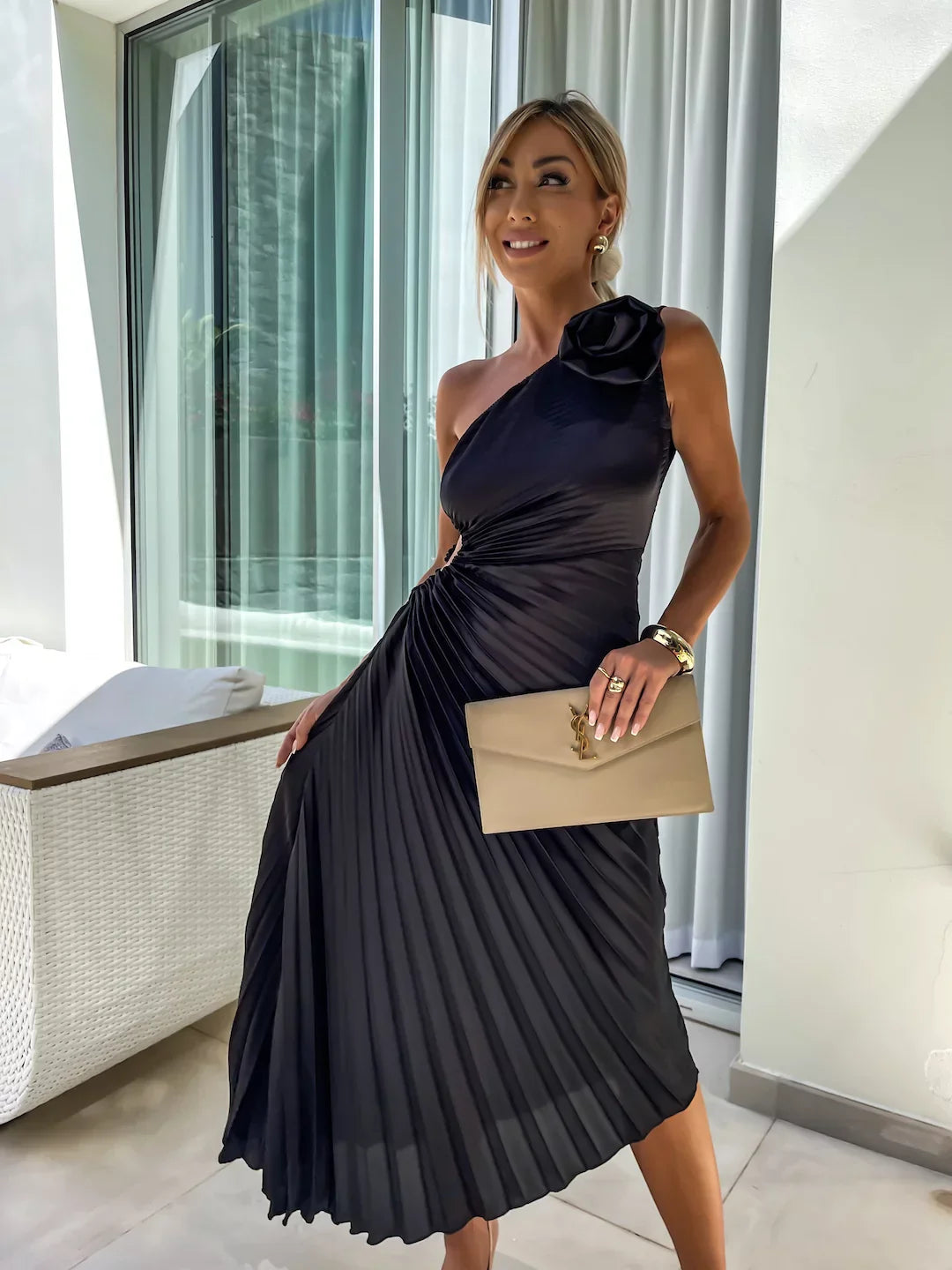 Chanel Romantic Flower One Shoulder Dress