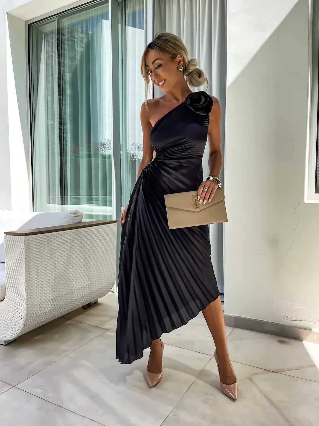 Chanel Romantic Flower One Shoulder Dress