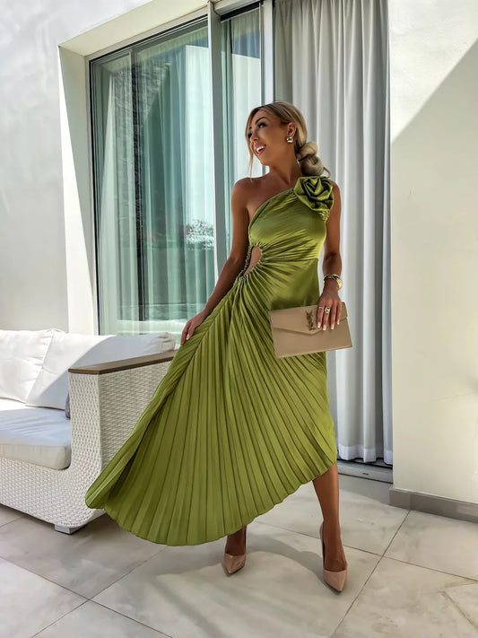 Chanel Romantic Flower One Shoulder Dress