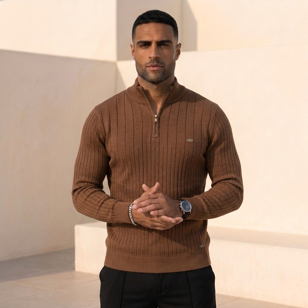 CHARLES CLASSIC HALF ZIP SWEATER