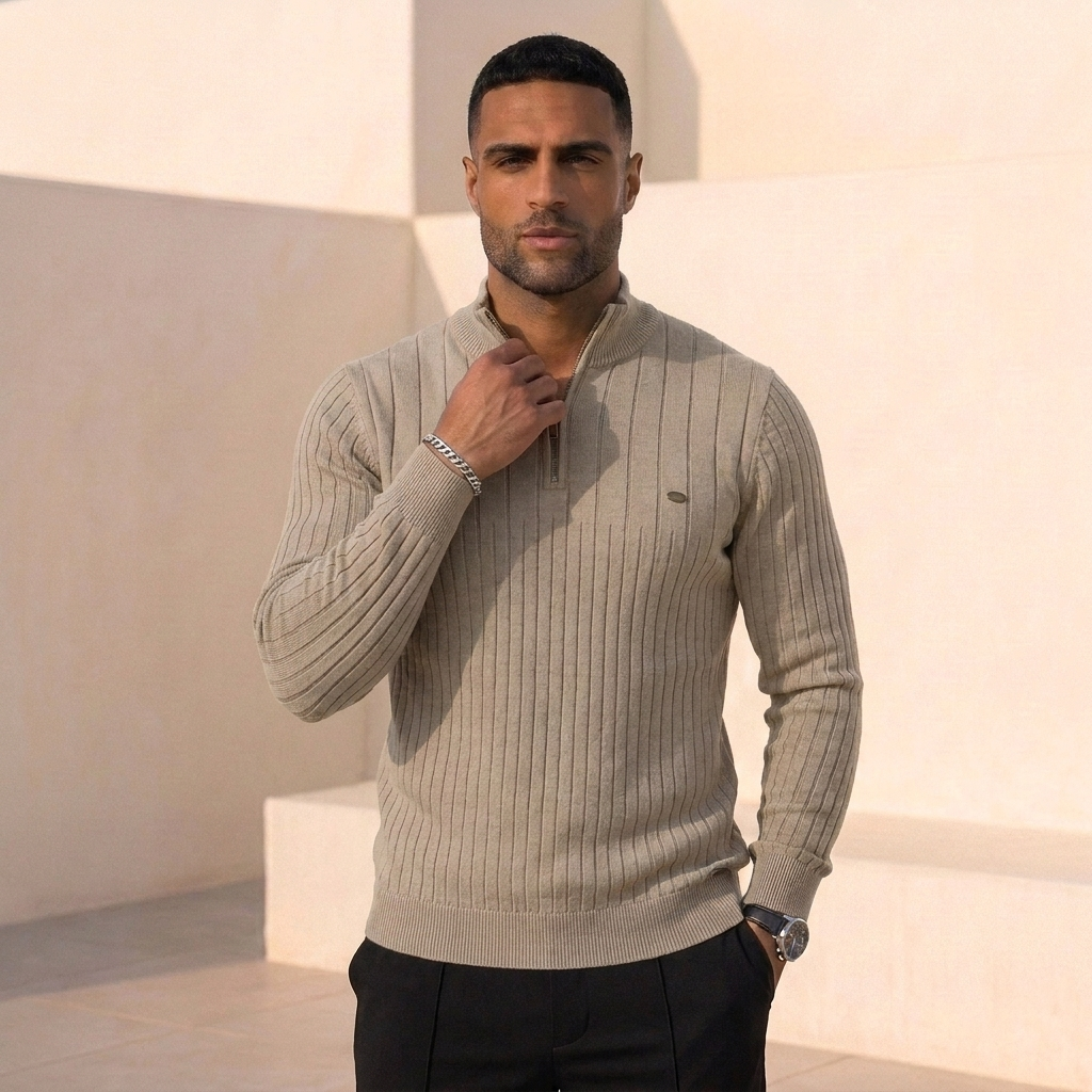 CHARLES CLASSIC HALF ZIP SWEATER
