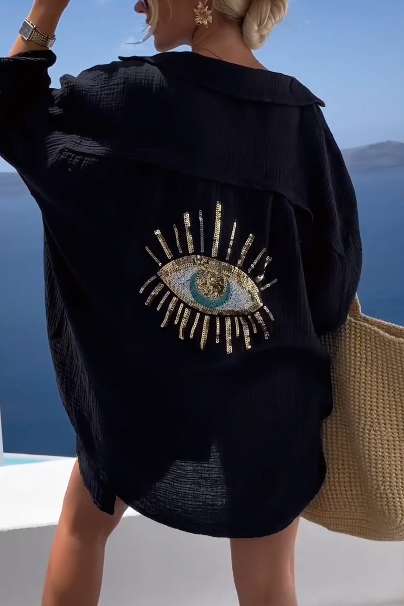 Lara Casual Sequin Beaded Shirt