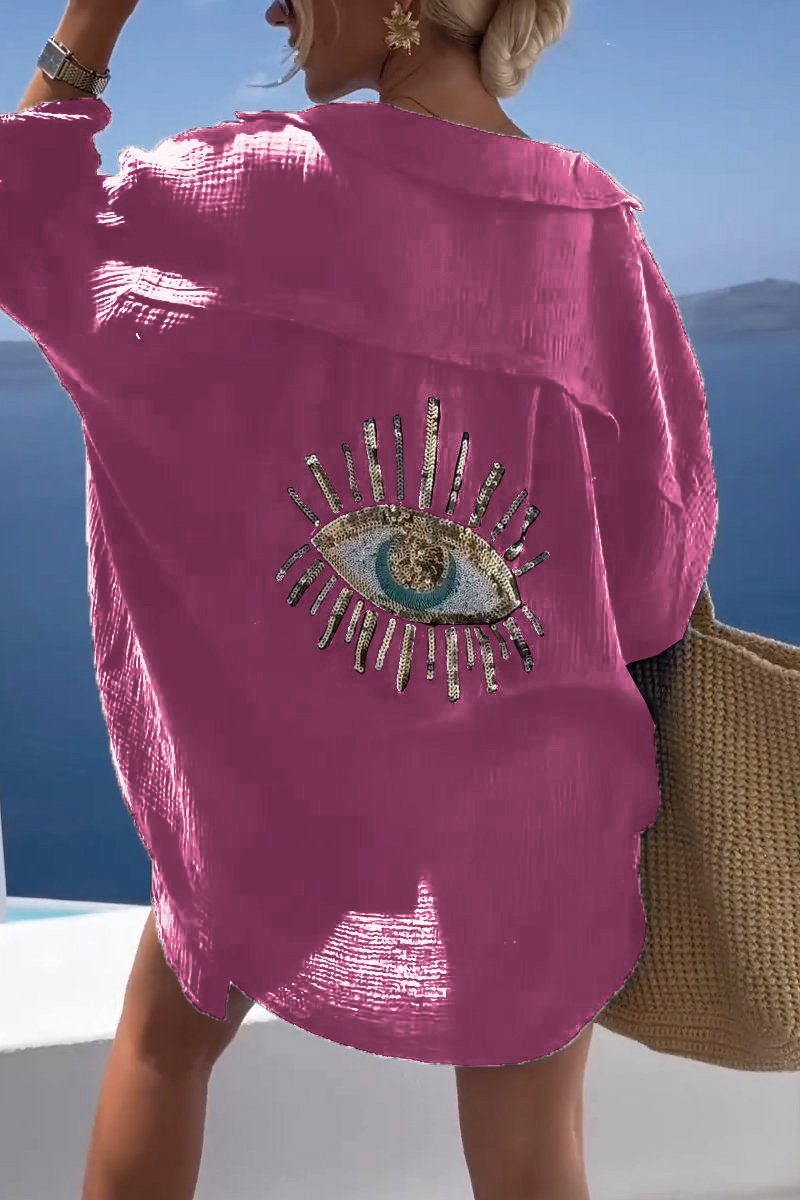 Lara Casual Sequin Beaded Shirt