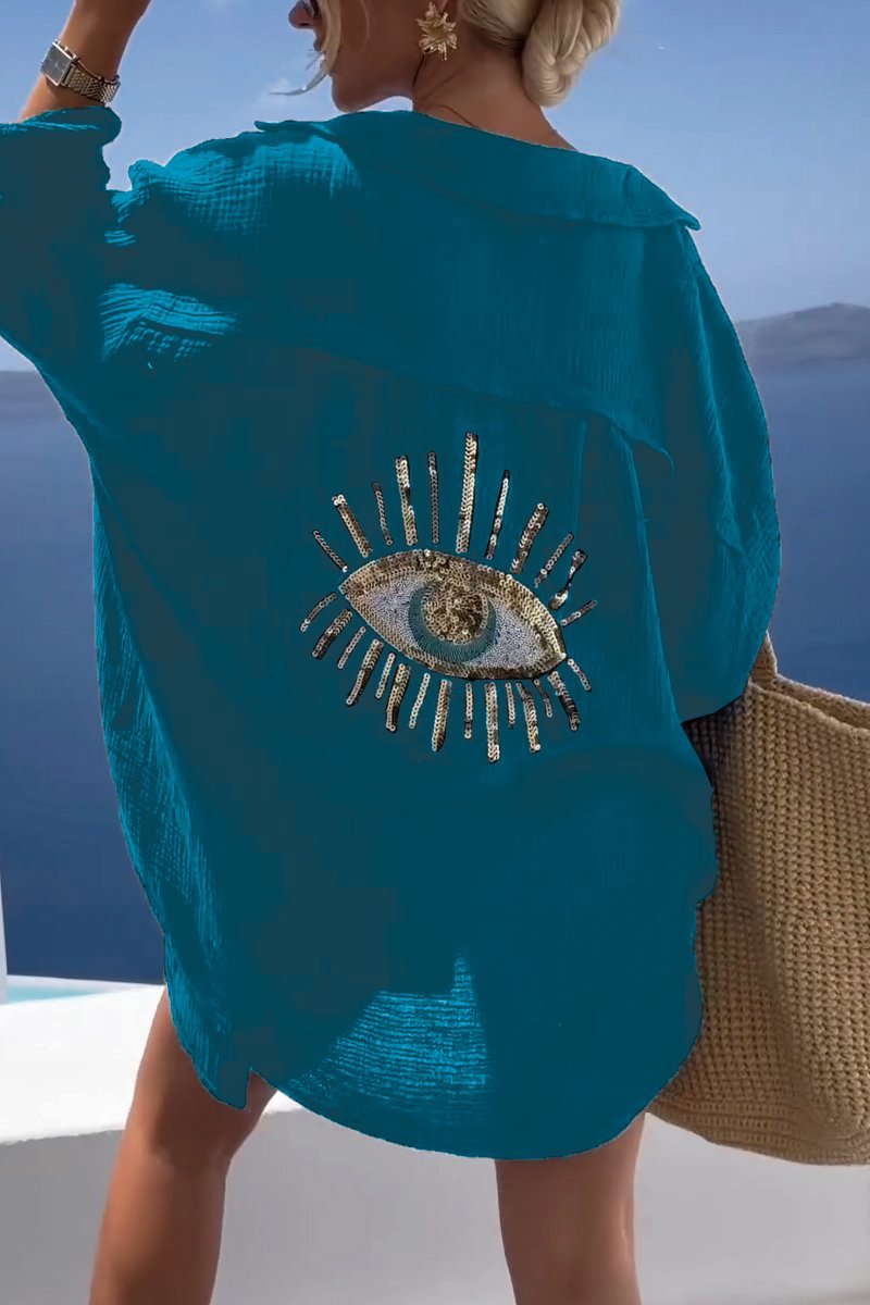 Lara Casual Sequin Beaded Shirt