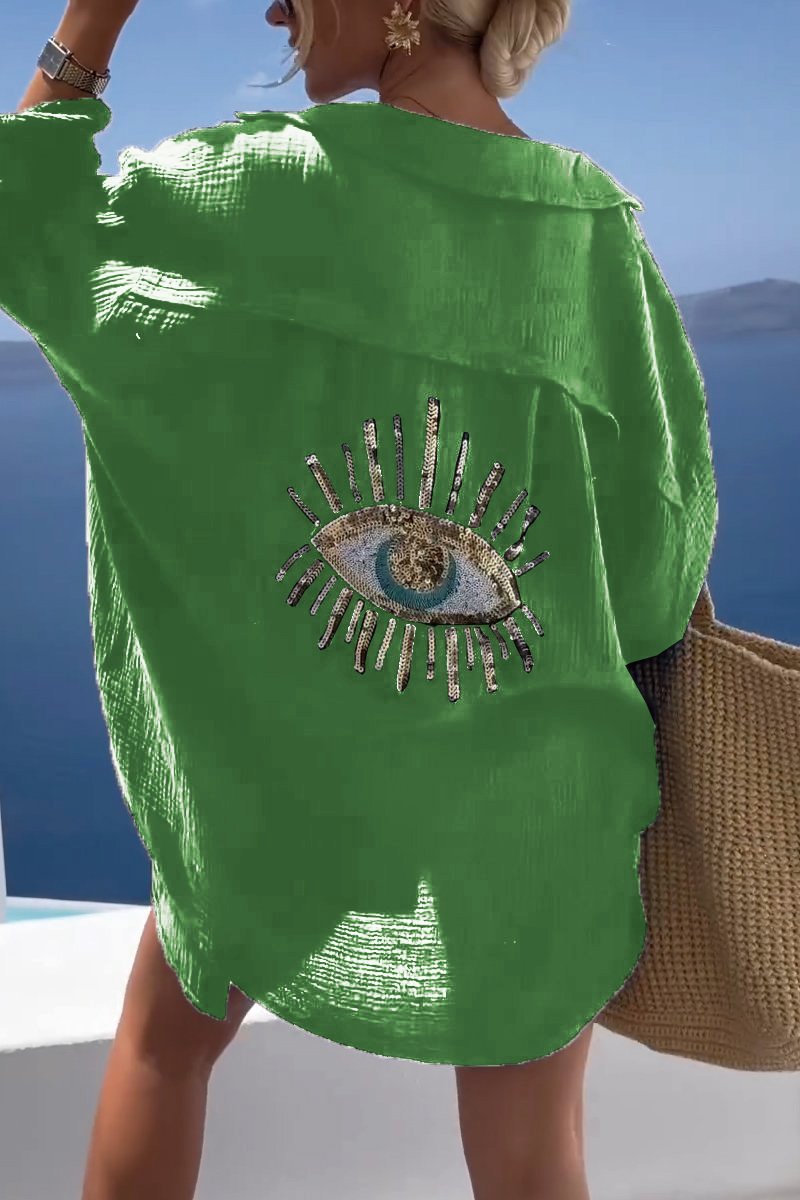 Lara Casual Sequin Beaded Shirt
