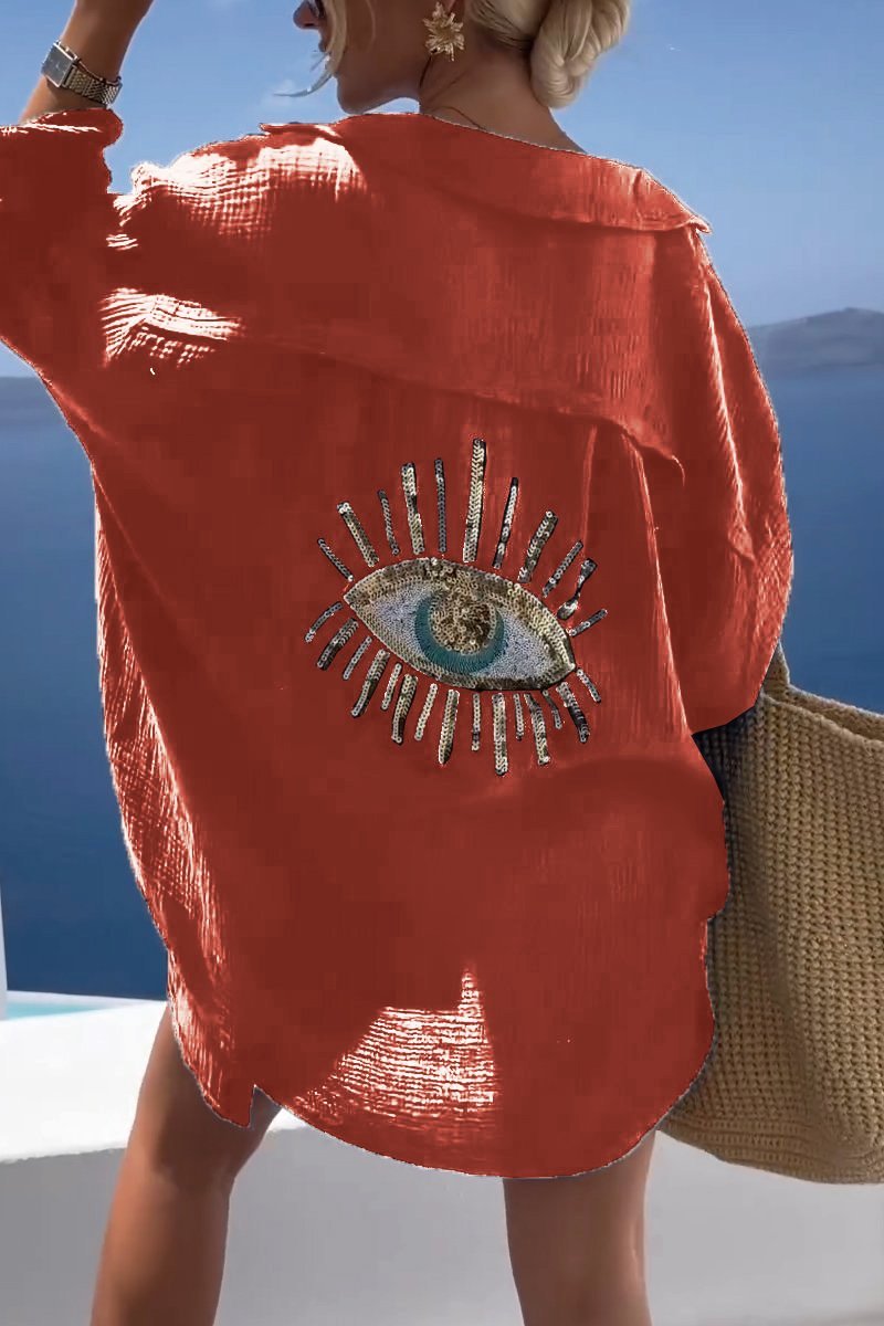 Lara Casual Sequin Beaded Shirt
