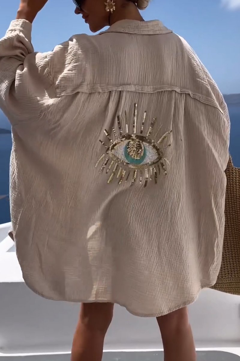 Lara Casual Sequin Beaded Shirt